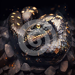 A black gold objek and black background