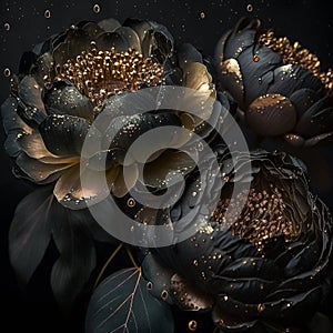 A black gold objek and black background