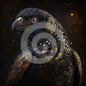 A black gold objek and black background