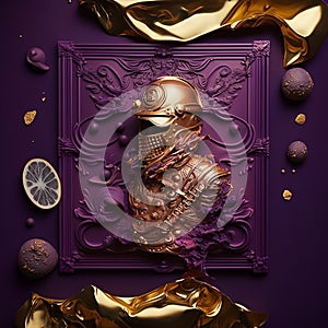 A black gold objek and black background