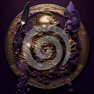 A black gold objek and black background