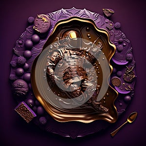 A black gold objek and black background