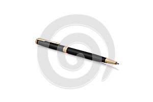 Black and gold pen isolated on a white background. Luxury Black metal Retro pen for corporate identity and branding of