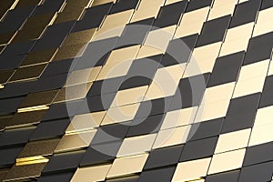 Black and gold scale wavy abstract luxury rich background 3d render illustration