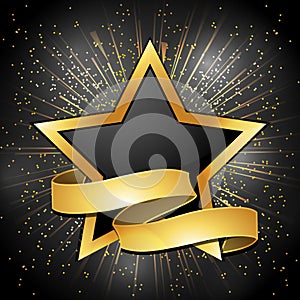 Black and gold star and banner background