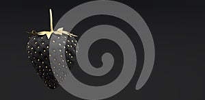 Black and gold Strawberry on black background 3d render