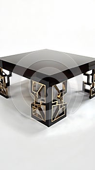 Black and gold table with a gold frame