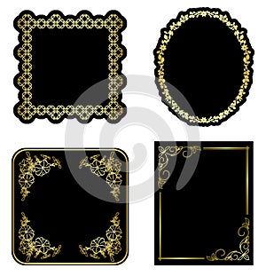 Black and gold vintage frames - set - vector