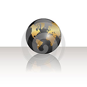 Black and Gold World Globe Illustration