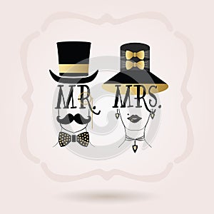 Black and golden abstract elegant Mr. Male & Mrs. Female icons