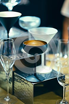 Black and golden champagne glass