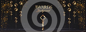 Black and Golden Stage Royal Awards Graphics Background. Lights Elegant Shine Modern Template.