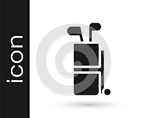 Black Golf bag with clubs icon isolated on white background. Vector
