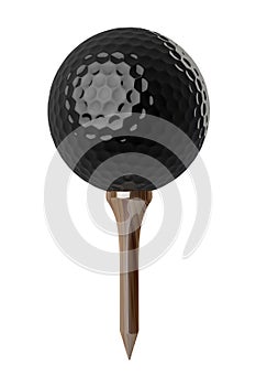 Black Golf ball on tee