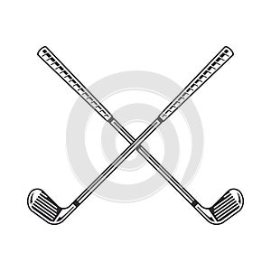 Black golf club silhouette. golf club Line art logos or icons. vector illustration
