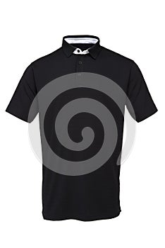 Black golf tee shirt with white collar for man