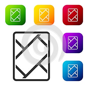 Black Gps device with map icon isolated on white background. Set icons in color square buttons. Vector Illustration