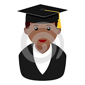 Black Graduated Boy Avatar Flat Icon