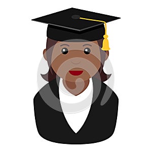 Black Graduated Girl Avatar Flat Icon