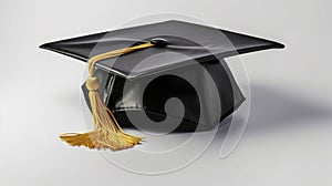 Black graduation cap with degree isolated on white background. Generative Ai