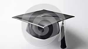 Black graduation cap with degree isolated on white background. Generative Ai