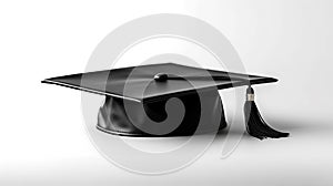 Black graduation cap with degree isolated on white background. Generative Ai