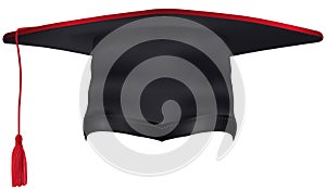 Black Graduation Cap with Red Tassel