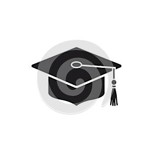 Black graduation cap with tassel on transparent background