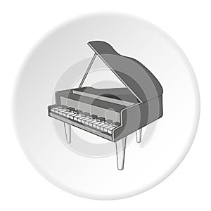 Black grand piano icon, cartoon style