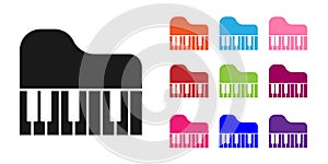 Black Grand piano icon isolated on white background. Musical instrument. Set icons colorful. Vector