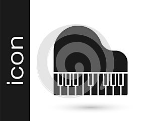 Black Grand piano icon isolated on white background. Musical instrument. Vector