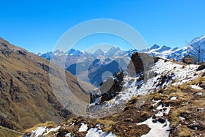 Black granite rocks around Mount Elbrus acclimatization trail to Maiden's tears