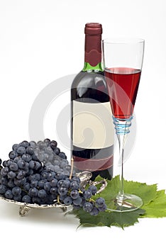 Black grape and bottleful wine 2