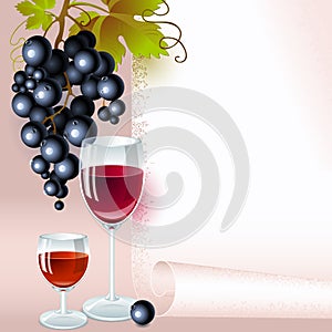 Black grapes with wine and brandy. menu