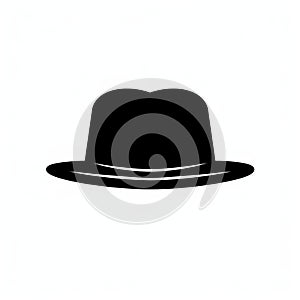 Minimalist Black Fedora Hat Icon - Vector Illustration photo