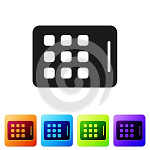 Black Graphic tablet icon isolated on white background. Set icons in color square buttons. Vector