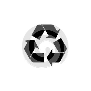 Black recycling symbol with three chasing arrows on white background recycle circular arrows