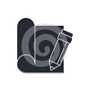 Black Graphing paper for engineering and pencil icon isolated on white background. Vector