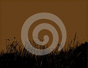 Black grass with brown background. Vector