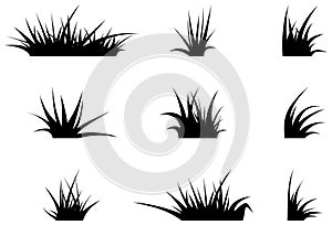 Black grass silhouette set