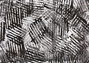 Black gray abstract lines painting