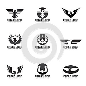 Black gray Eagle vector logo set design