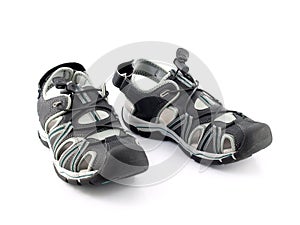 black and gray extreme sport sandals