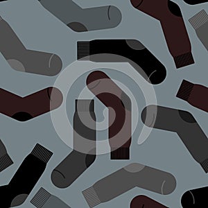 Black and gray mens socks seamless pattern. Vector background fo