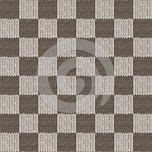 Black and gray patchwork checkered realistic knitted seamless pattern