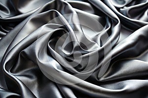 Black gray satin dark fabric texture luxurious shiny that is abstract silk cloth background with patterns soft waves blur photo