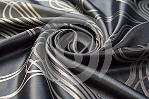 Black gray satin fabric texture