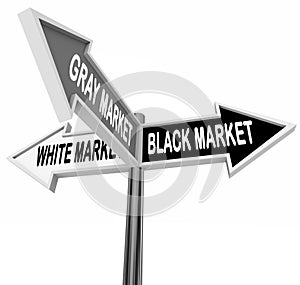 Black Gray White Market Road Street Signs Three Way Economy