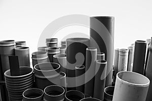 Black, gray and white pipes with different heights and sizes [Black and White version]