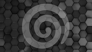 Black and greay metallic hexagons background 3d render photo